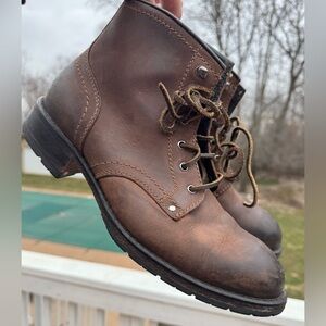 Cole Haan Grand OS Leather Boots Men 9 Brown Lace Up Distressed Workwear Rugged